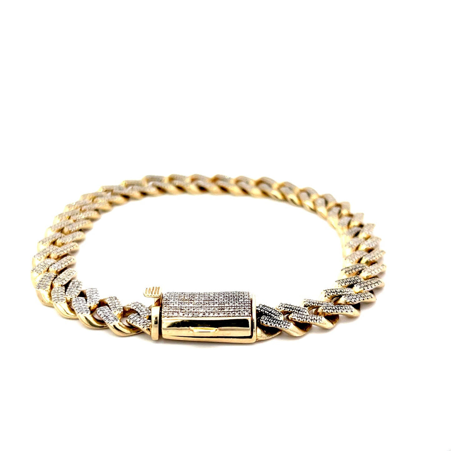 Authentic Pre-Owned 10K Yellow Gold Cuban Link Diamond Bracelet 8.5" 22 dwt