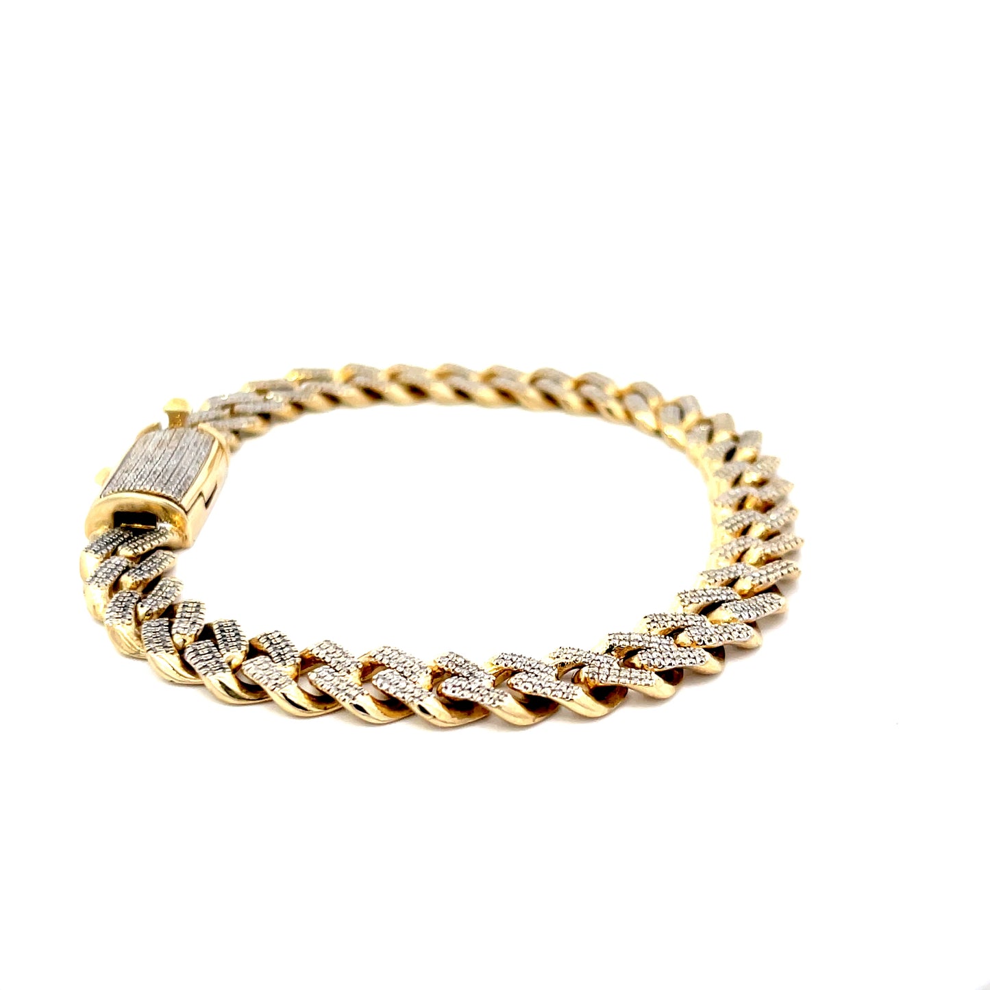 Authentic Pre-Owned 10K Yellow Gold Cuban Link Diamond Bracelet 8.5" 22 dwt