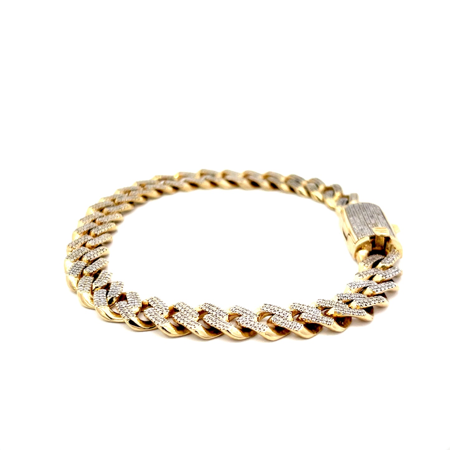Authentic Pre-Owned 10K Yellow Gold Cuban Link Diamond Bracelet 8.5" 22 dwt
