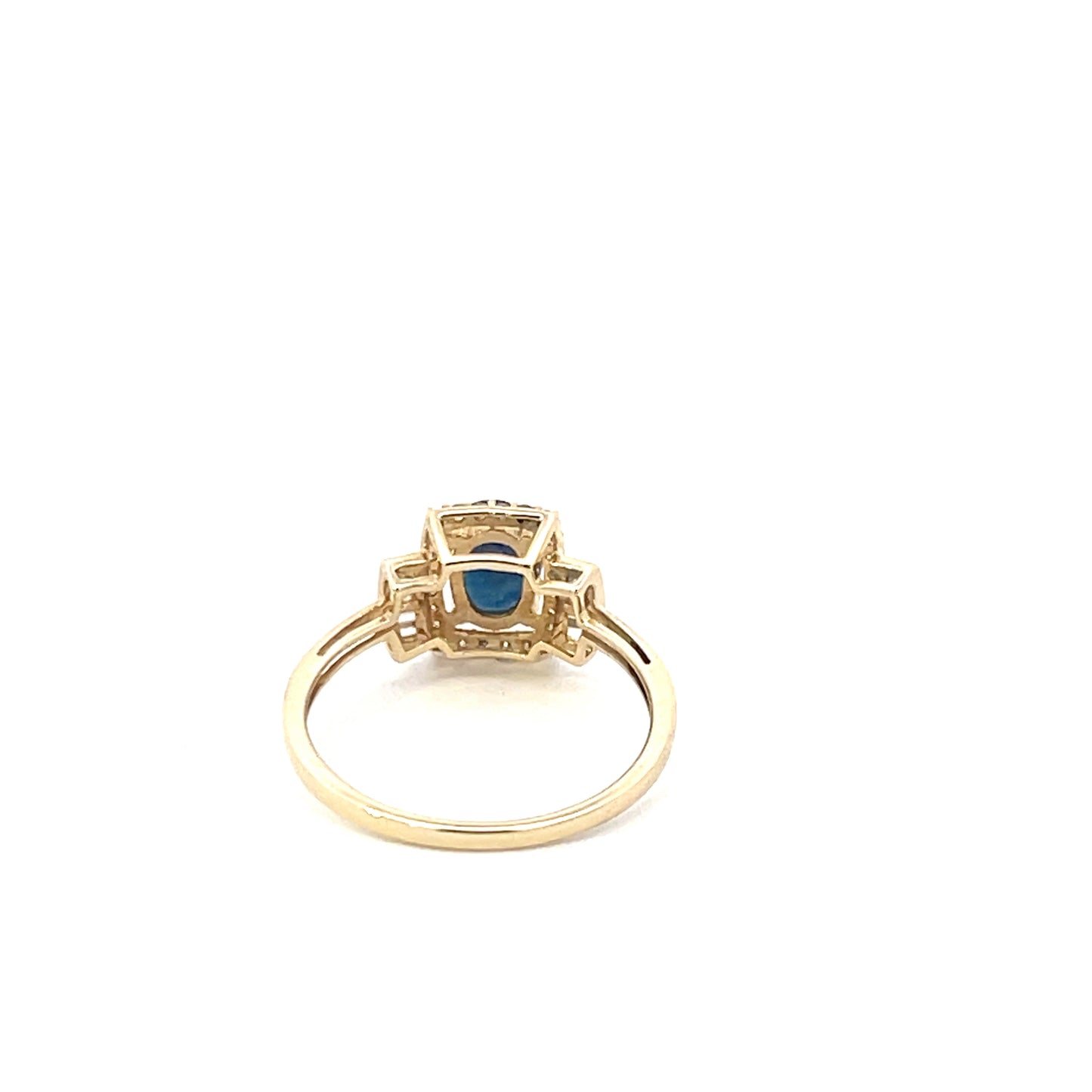Authentic Pre-Owned 10K Yellow Gold Diamond & Blue Stone Ring – Size 7.25, 1.2 dwt