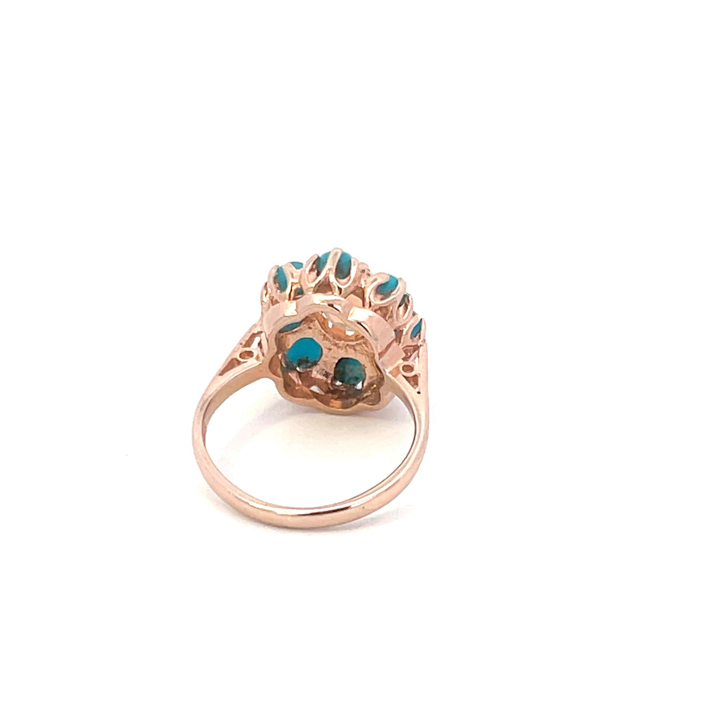 Authentic Pre-Owned 10K Rose Gold Natural Opal & Turquoise Ring – Size 4.5, 1.2 dwt