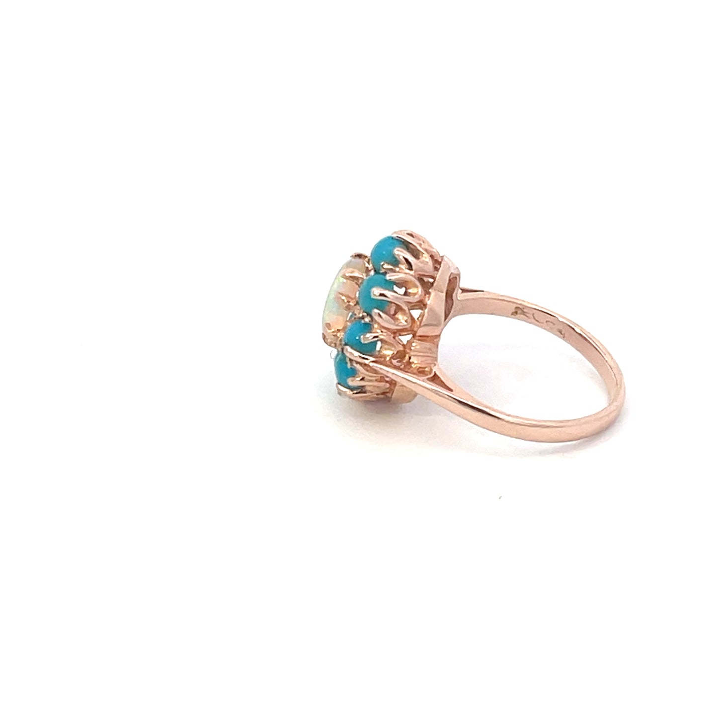 Authentic Pre-Owned 10K Rose Gold Natural Opal & Turquoise Ring – Size 4.5, 1.2 dwt