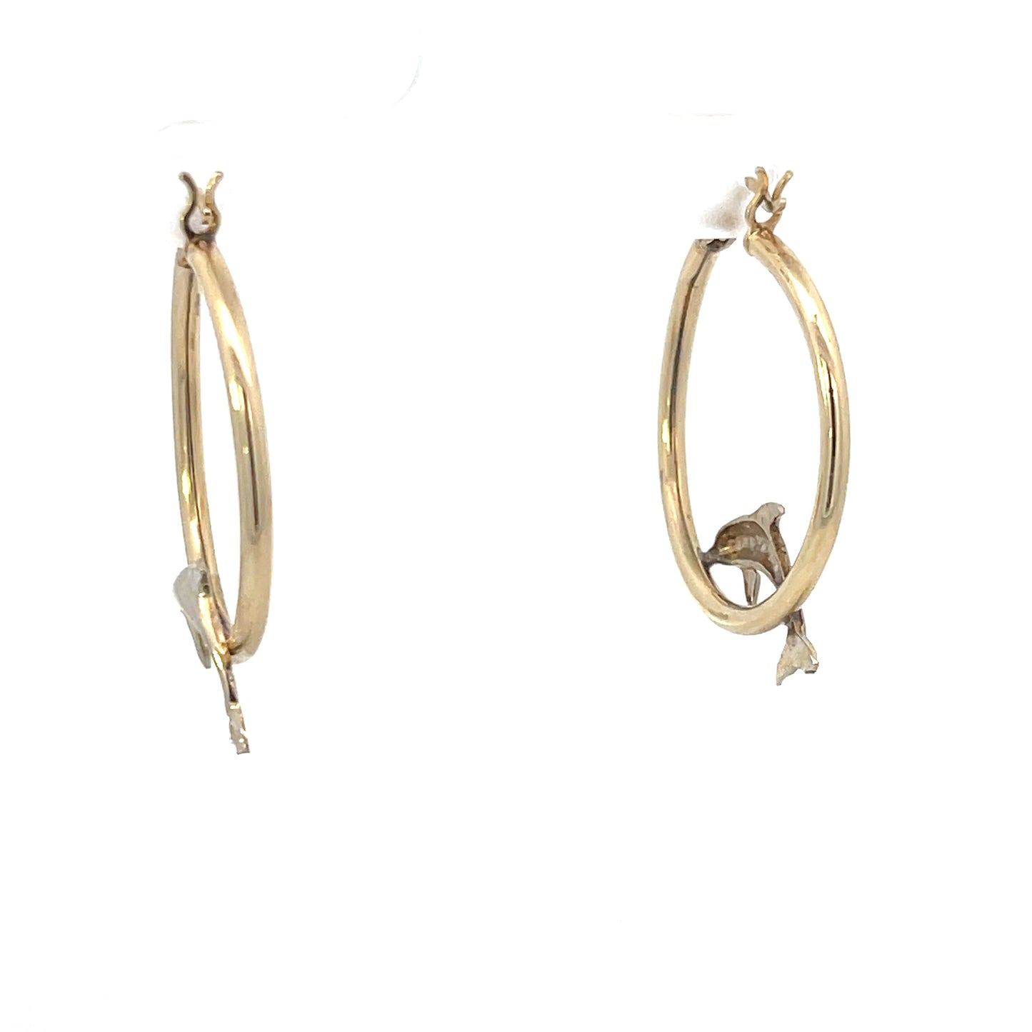 Authentic Pre-Owned 14K Yellow Gold Dolphin Hoop Earrings – 2.2 dwt