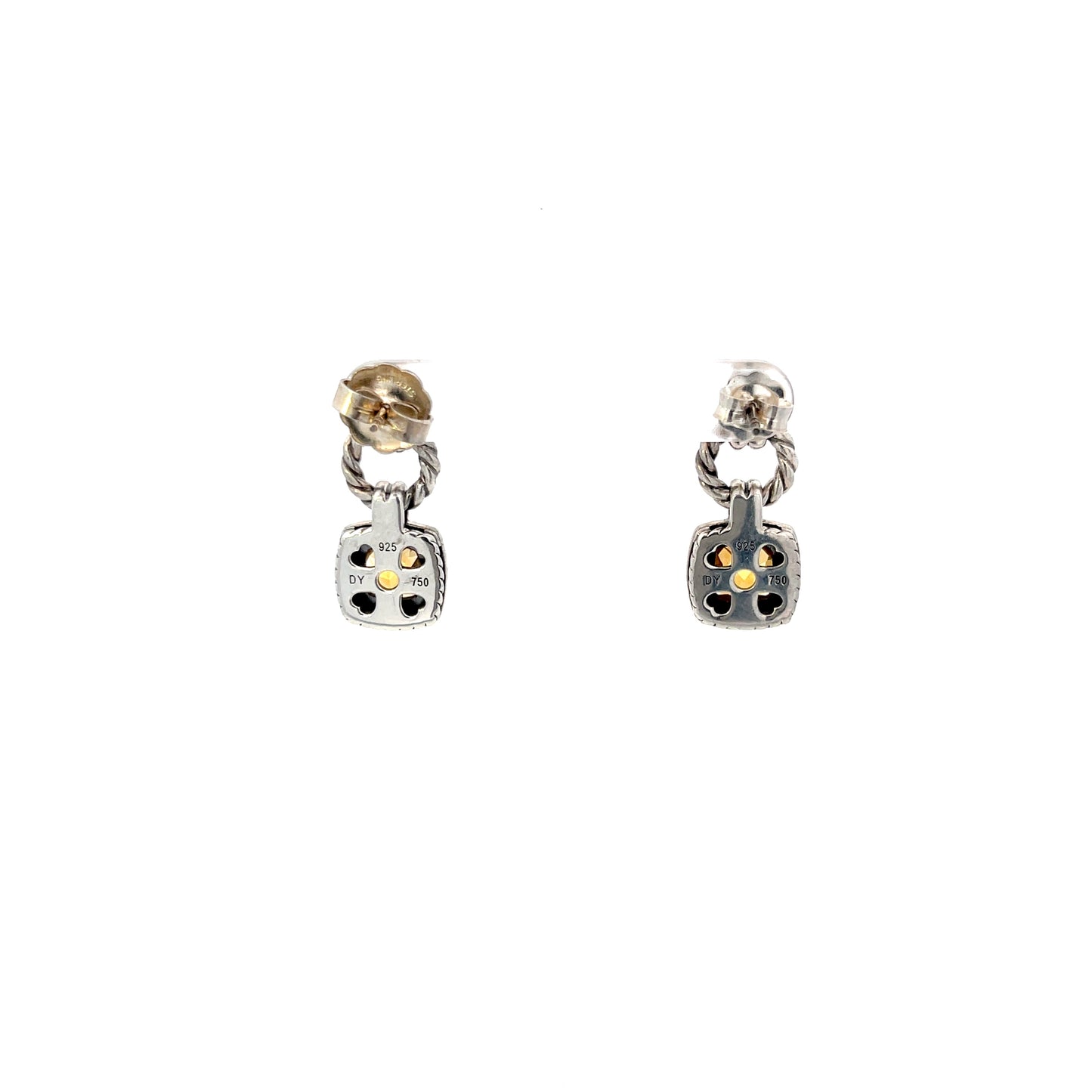 Authentic Retired Pre-Owned David Yurman Renaissance Drop Earrings in Sterling Silver & 18K Yellow Gold with Citrine