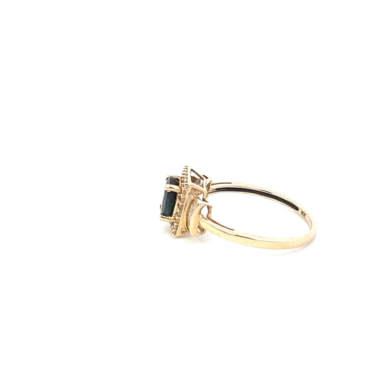 Authentic Pre-Owned 10K Yellow Gold Diamond & Blue Stone Ring – Size 7.25, 1.2 dwt