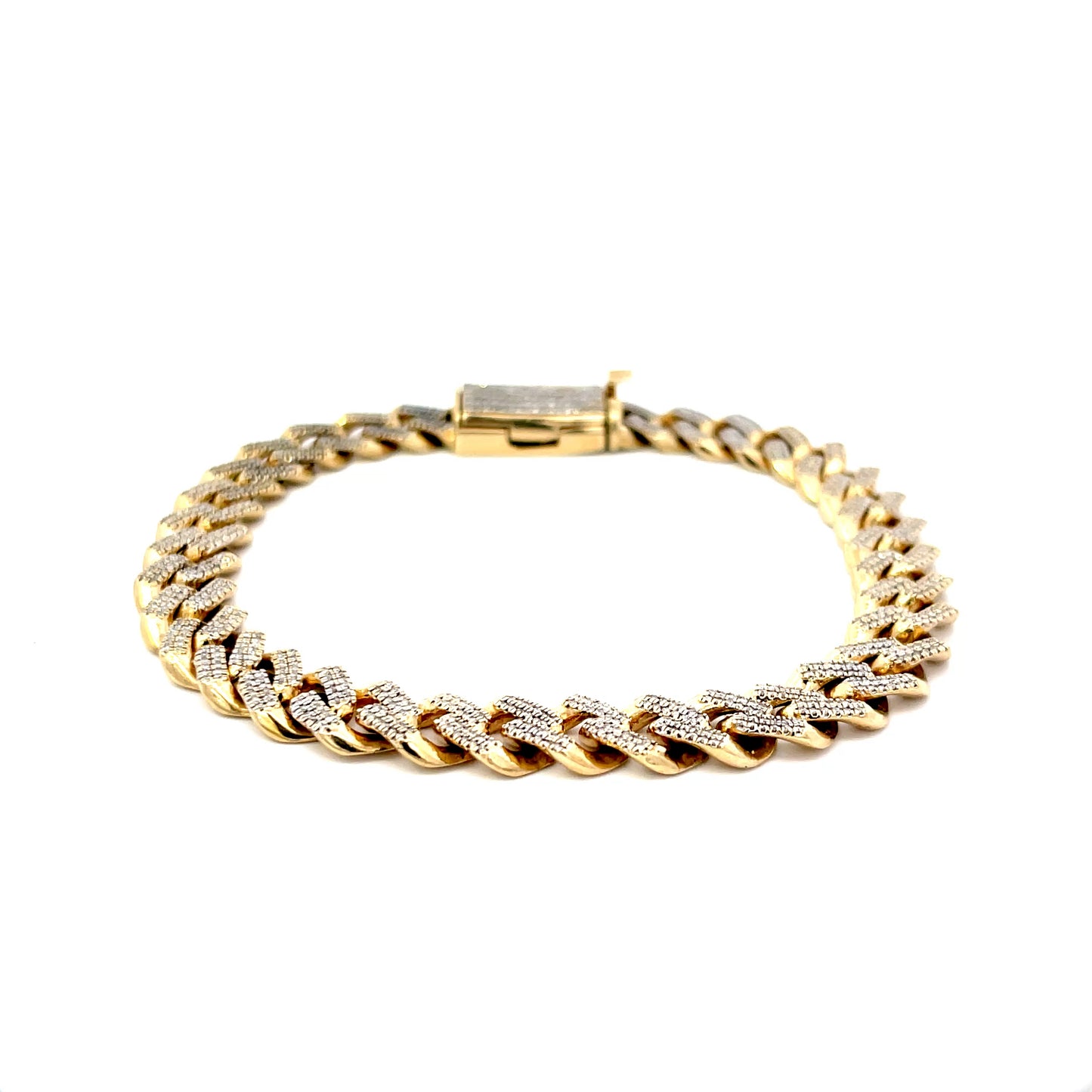 Authentic Pre-Owned 10K Yellow Gold Cuban Link Diamond Bracelet 8.5" 22 dwt