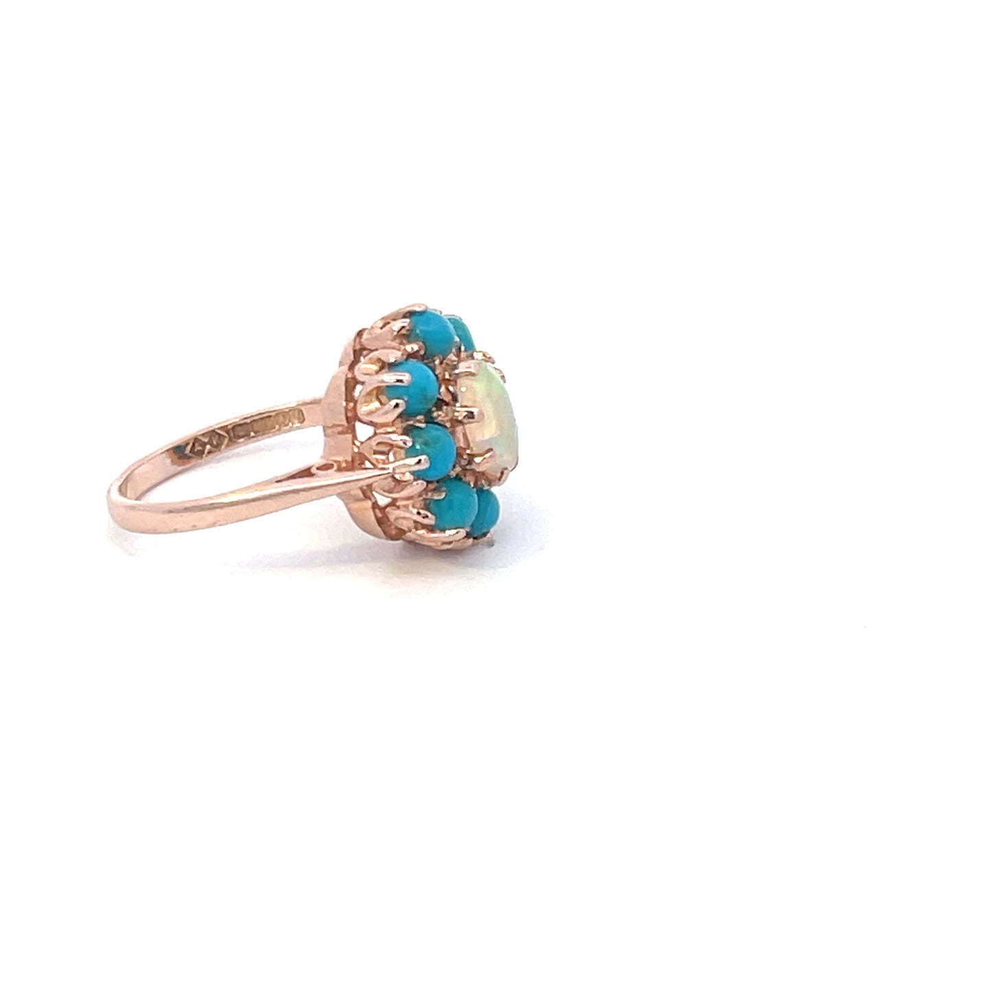 Authentic Pre-Owned 10K Rose Gold Natural Opal & Turquoise Ring – Size 4.5, 1.2 dwt