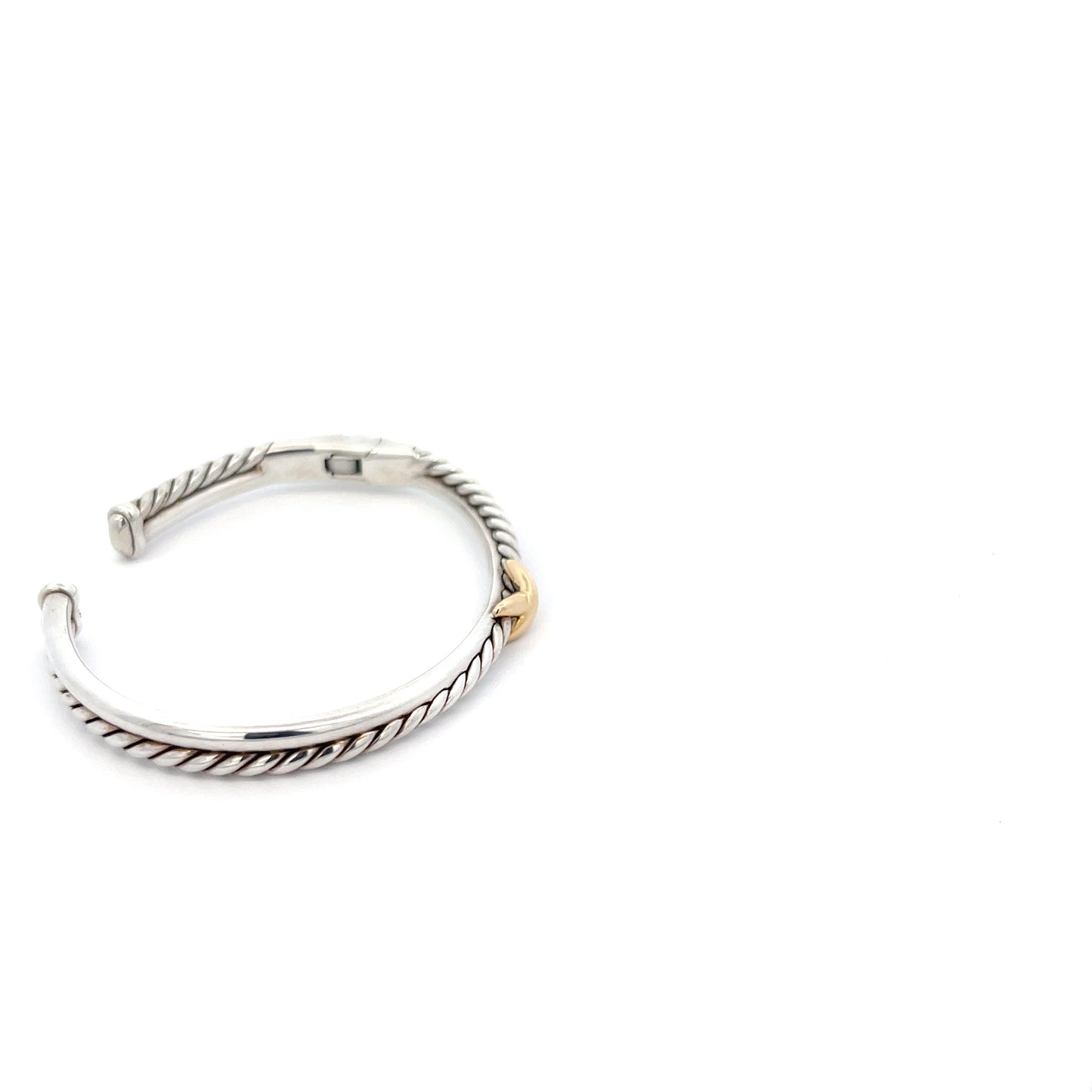 Authentic Pre-Owned David Yurman Petite X Center Station Bracelet in Sterling Silver & 18K Yellow Gold – Size XS