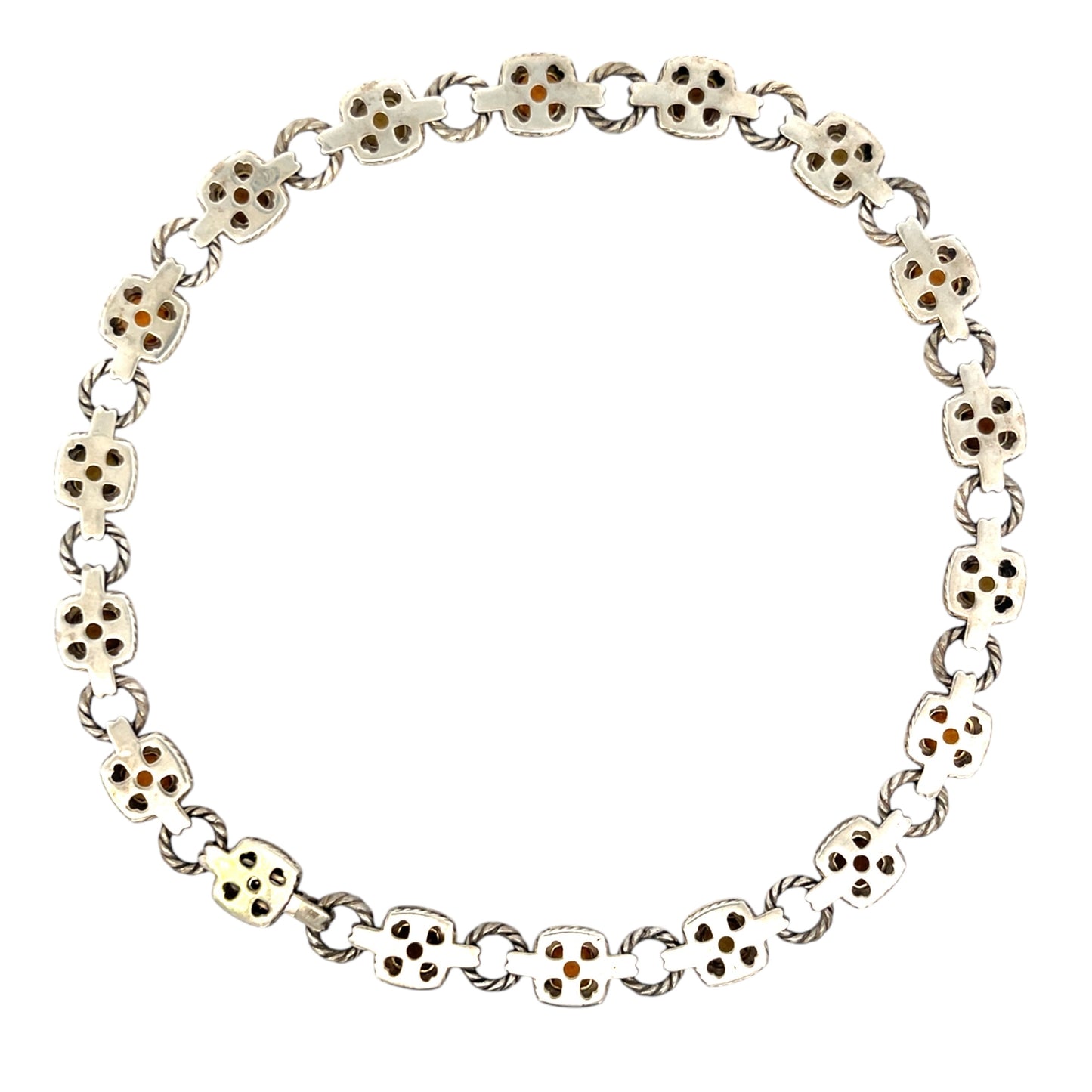 Authentic Pre-Owned David Yurman Necklace Sterling Silver 18K Yellow Gold Smoky Quartz Renaissance Link 16" Necklace