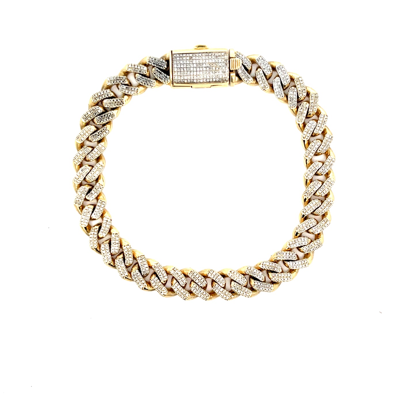Authentic Pre-Owned 10K Yellow Gold Cuban Link Diamond Bracelet 8.5" 22 dwt