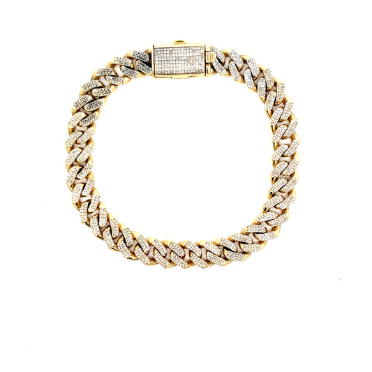 Authentic Pre-Owned 10K Yellow Gold Cuban Link Diamond Bracelet 8.5" 22 dwt