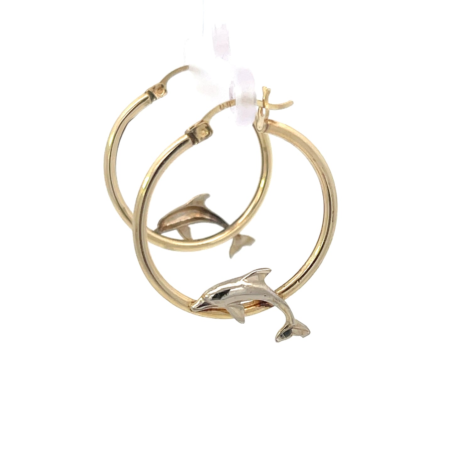 Authentic Pre-Owned 14K Yellow Gold Dolphin Hoop Earrings – 2.2 dwt