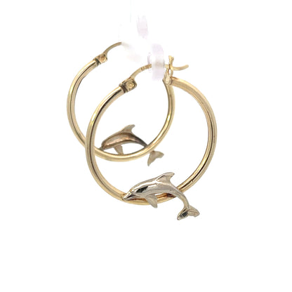 Authentic Pre-Owned 14K Yellow Gold Dolphin Hoop Earrings – 2.2 dwt