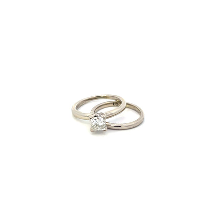 0.77ctw Princess Cut Diamond Solitaire Ring in 14K White Gold