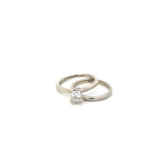 0.77ctw Princess Cut Diamond Solitaire Ring in 14K White Gold