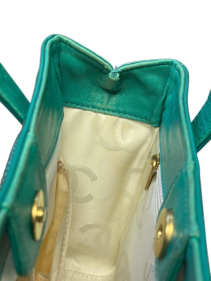 Authentic Pre-Owned Chanel Triple CC Logo Patent Leather Small Tote Green Vintage