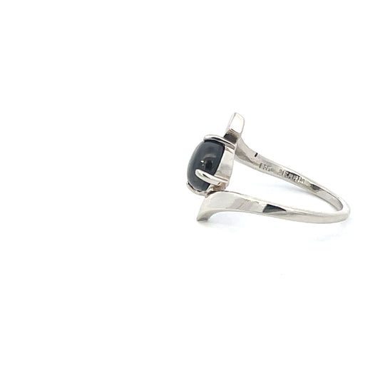 Authentic Pre-Owned 14K White Gold Black Stone Ring – Size 8.5, 3.2 dwt