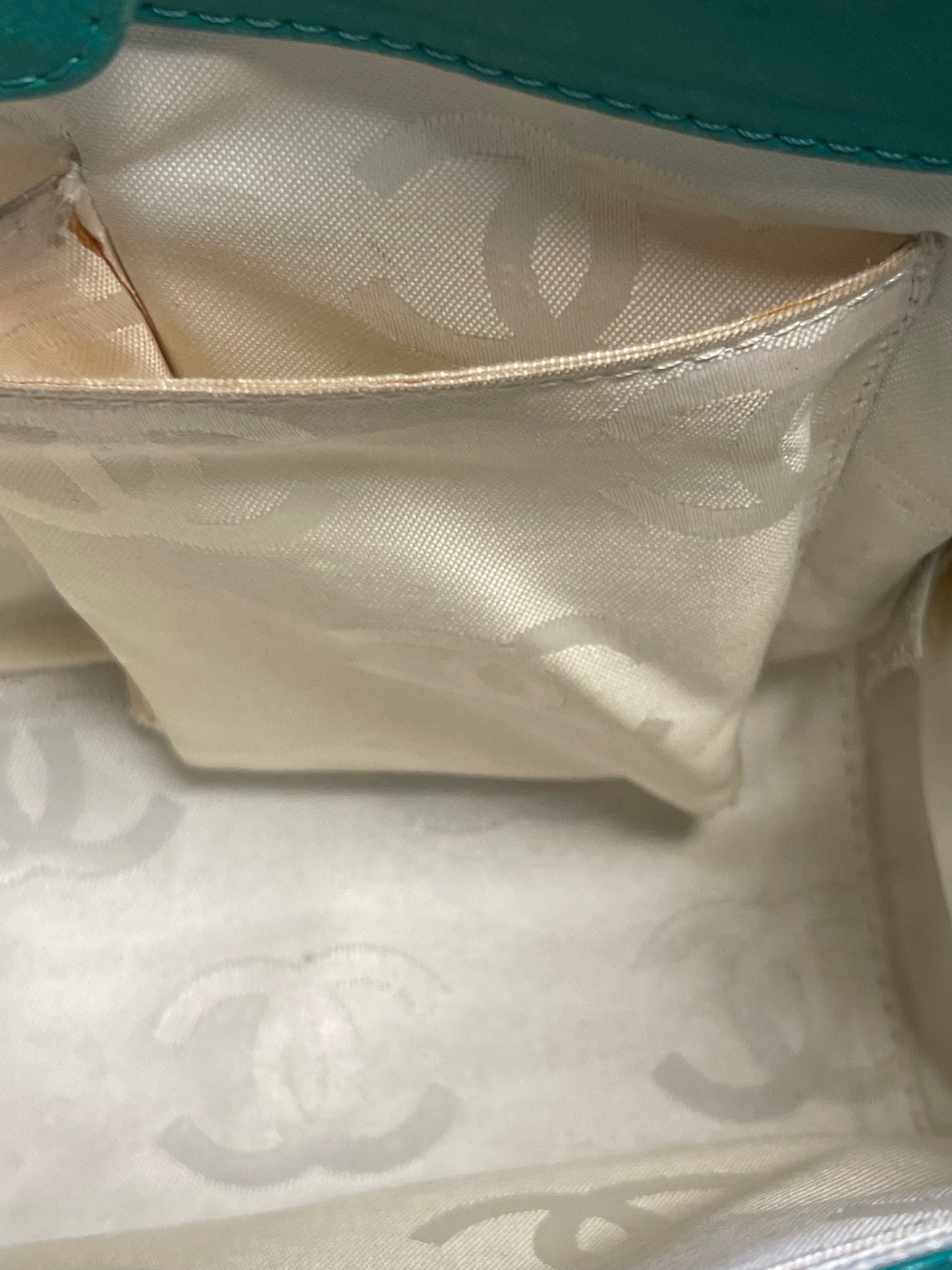 Authentic Pre-Owned Chanel Triple CC Logo Patent Leather Small Tote Green Vintage