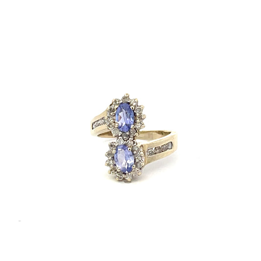 Authentic Pre-Owned 14K Yellow Gold Diamond & Purple Stone Ring – Size 5.25, 3.3 dwt