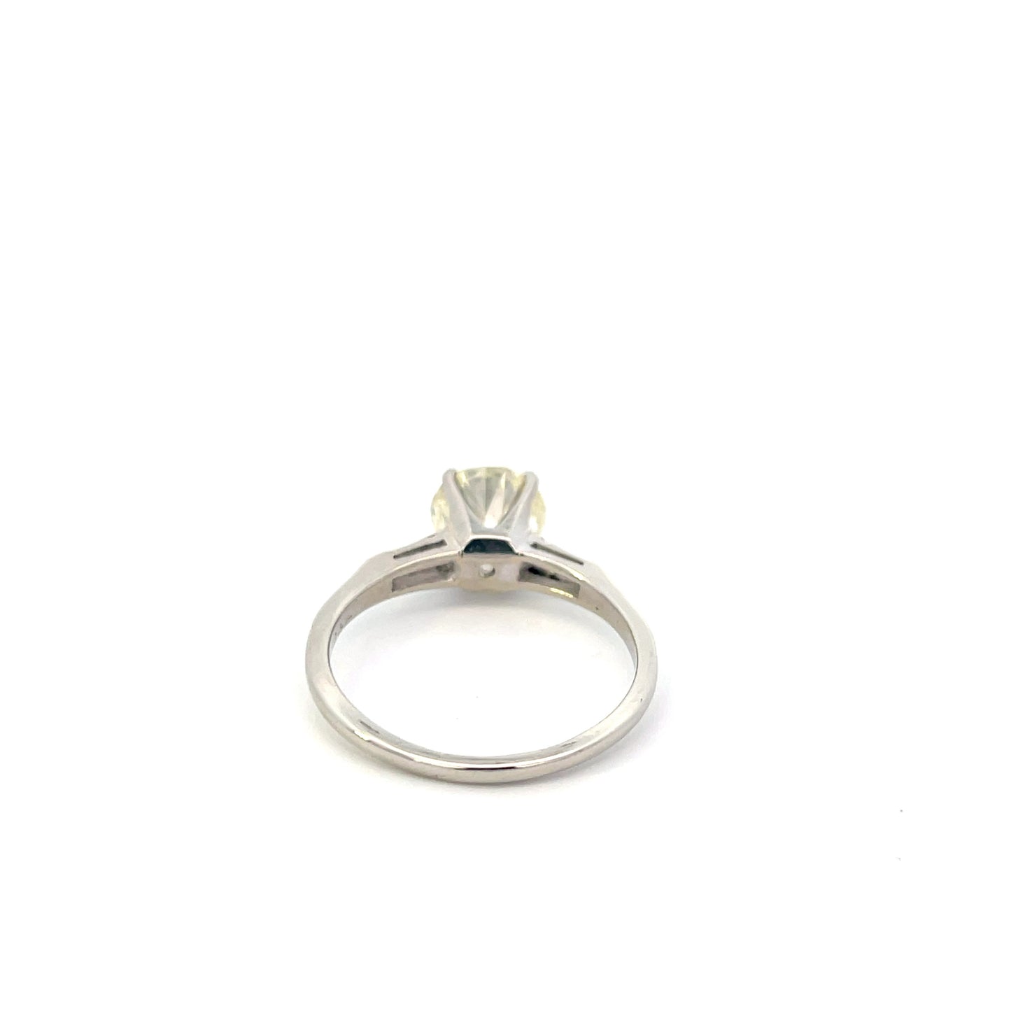 1.75ctw Round Diamond Engagement Ring with Tapered Baguettes in 14K White Gold