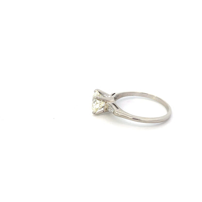 1.75ctw Round Diamond Engagement Ring with Tapered Baguettes in 14K White Gold