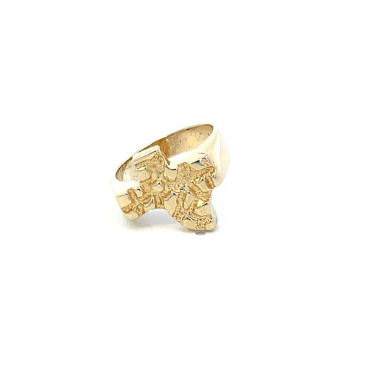 Authentic Pre-Owned 14K Yellow Gold Nugget Texas Ring – Size 6, 3.5 dwt