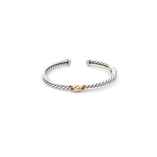 Authentic Pre-Owned David Yurman Petite X Center Station Bracelet in Sterling Silver & 18K Yellow Gold – Size XS