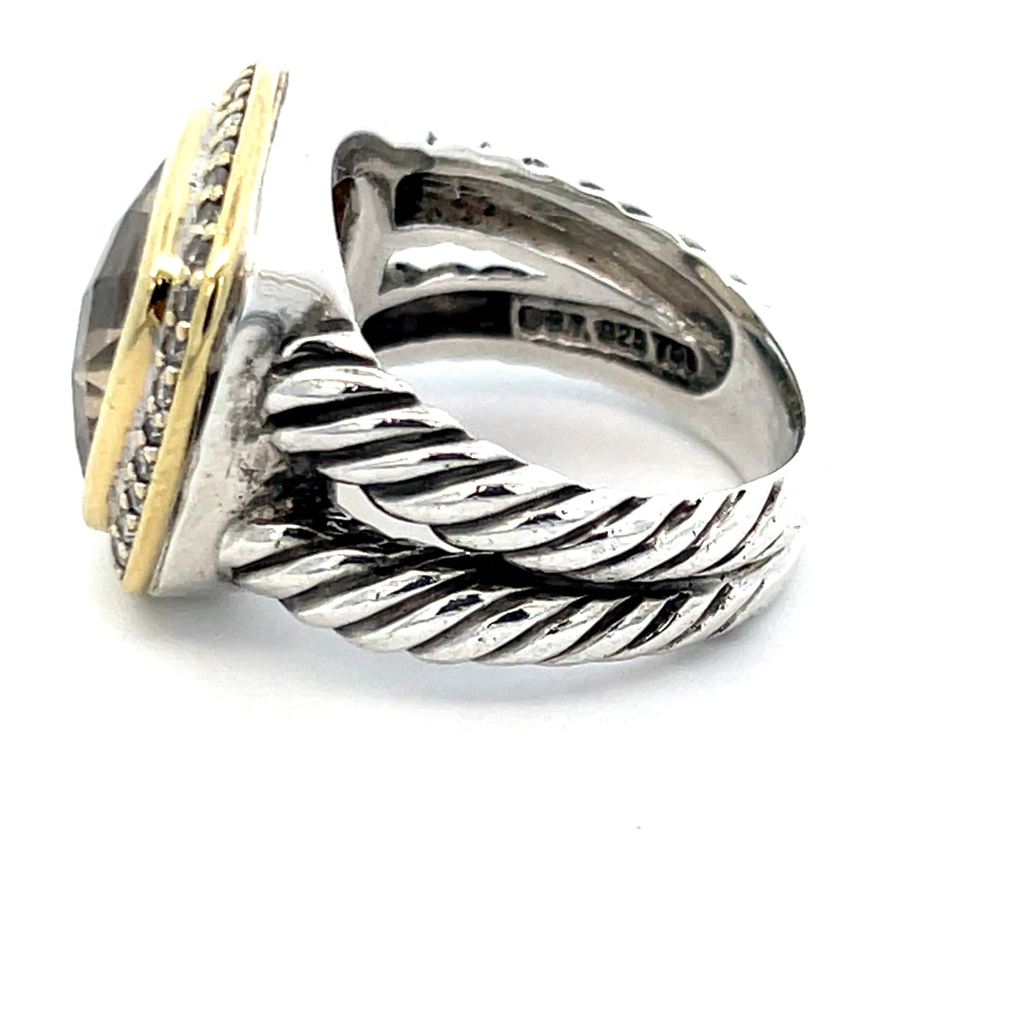 Authentic Pre-Owned David Yurman Albion Citrine Ring in Sterling Silver & 18K Yellow Gold – Size 5.5 (Resized)
