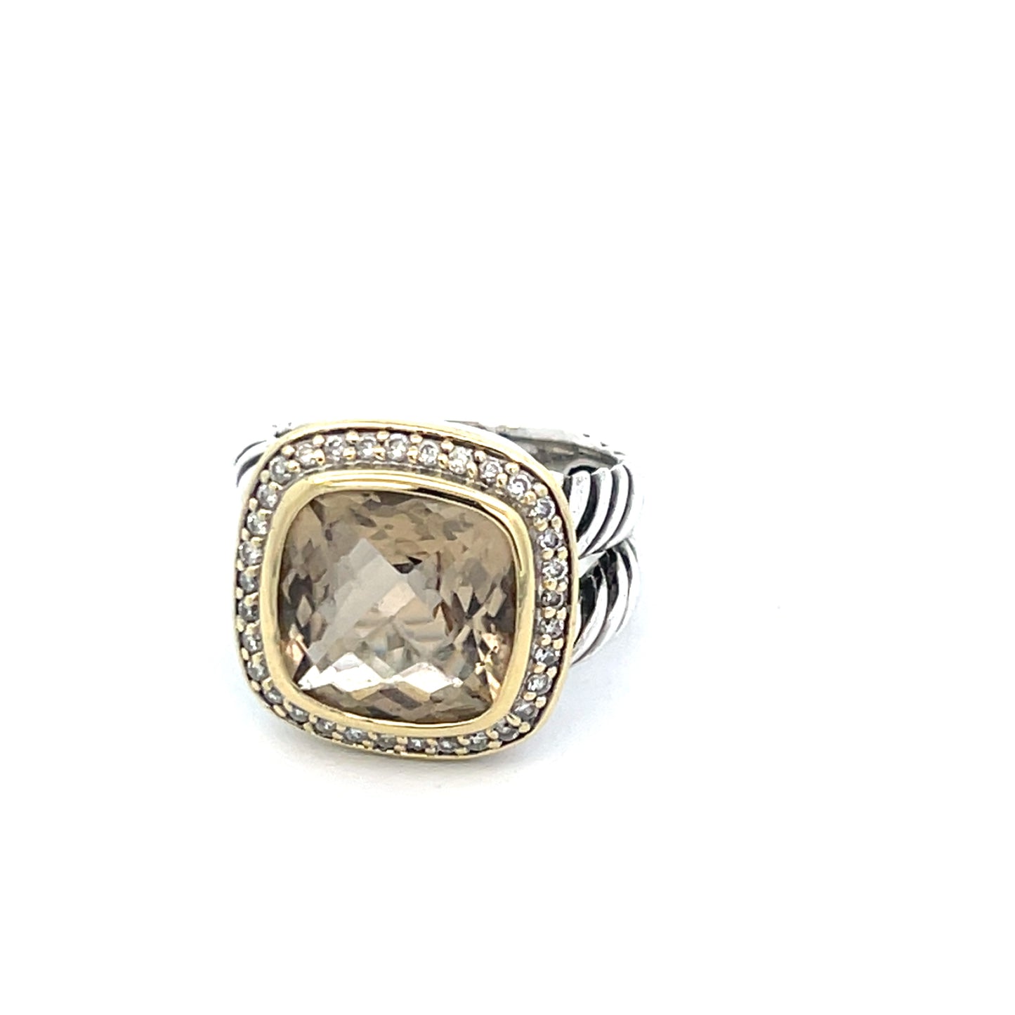 Authentic Pre-Owned David Yurman Albion Citrine Ring in Sterling Silver & 18K Yellow Gold – Size 5.5 (Resized)