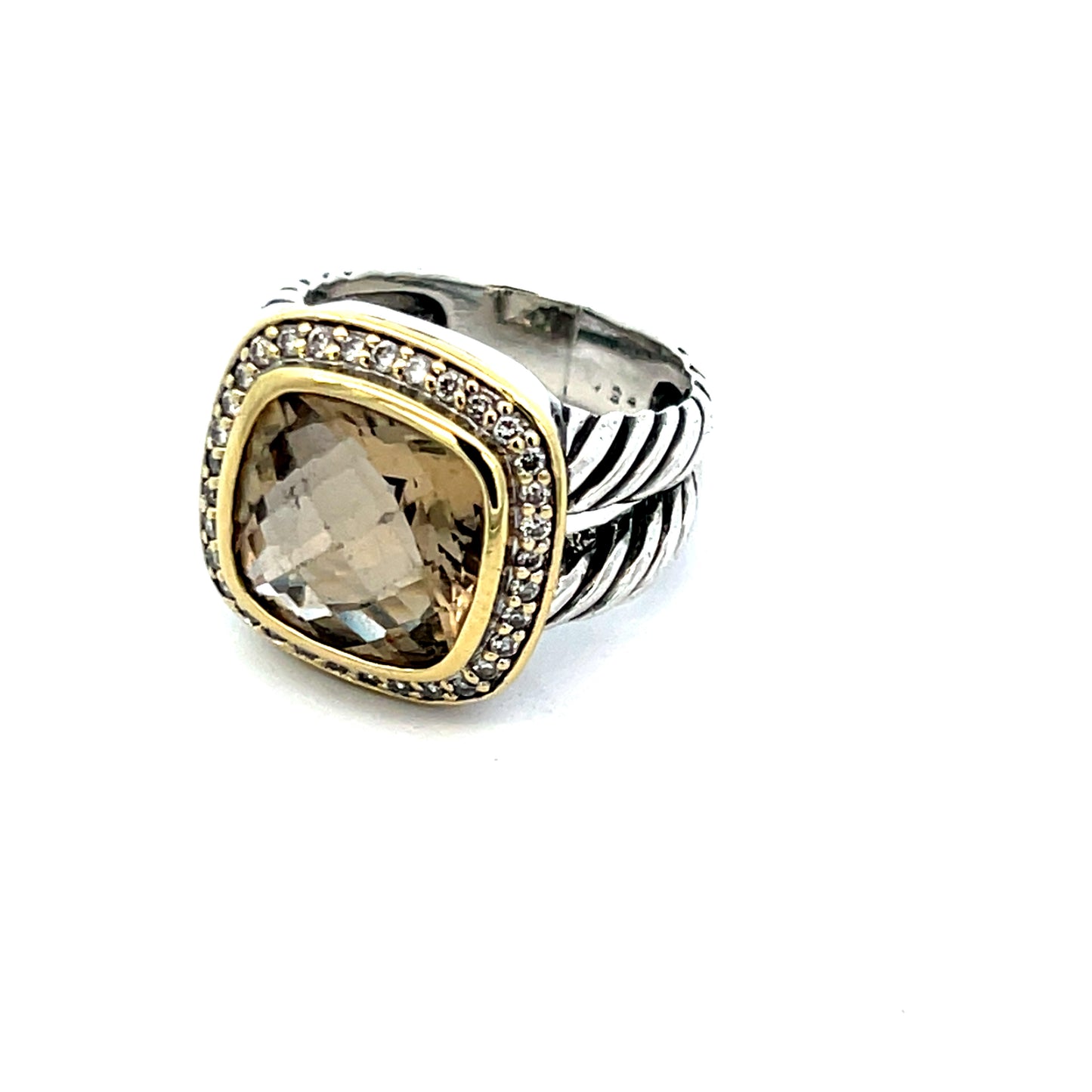 Authentic Pre-Owned David Yurman Albion Citrine Ring in Sterling Silver & 18K Yellow Gold – Size 5.5 (Resized)