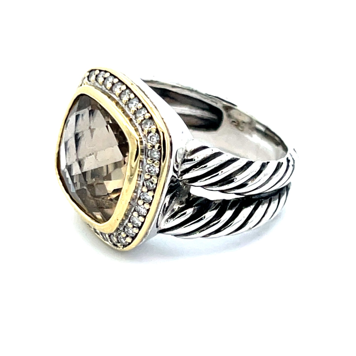 Authentic Pre-Owned David Yurman Albion Citrine Ring in Sterling Silver & 18K Yellow Gold – Size 5.5 (Resized)