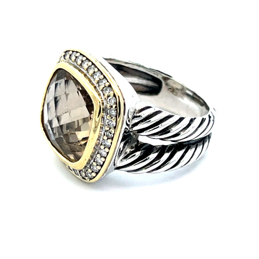 Authentic Pre-Owned David Yurman Albion Citrine Ring in Sterling Silver & 18K Yellow Gold – Size 5.5 (Resized)
